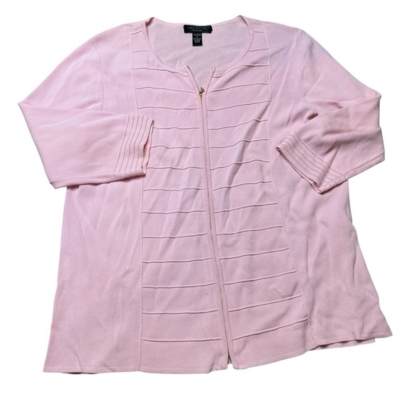 🌸 Cable & Gauge Pink Cardigan Sweater Women’s 1X Lightweight Zip Front 💕 - Picture 1 of 5